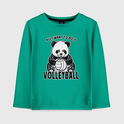 Детский лонгслив Panda volleyball / Зеленый – фото 1