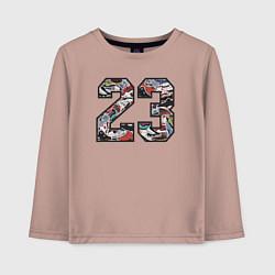Лонгслив хлопковый детский Джордан 23, цвет: пыльно-розовый