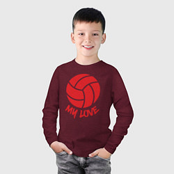 Лонгслив хлопковый детский Volleyball my love, цвет: меланж-бордовый — фото 2