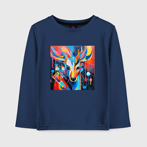 Детский лонгслив Олень абстракция / Тёмно-синий – фото 1