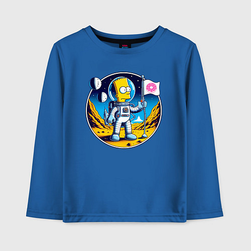 Детский лонгслив Космонавт Барт Симпсон на другой планете / Синий – фото 1