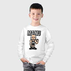 Лонгслив хлопковый детский Manu, цвет: белый — фото 2