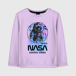 Лонгслив хлопковый детский Космонавт nasa, цвет: лаванда
