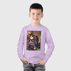 Лонгслив хлопковый детский Ризли, цвет: лаванда — фото 2