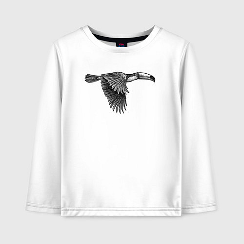 Детский лонгслив Тукан летит / Белый – фото 1