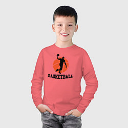 Лонгслив хлопковый детский Баскетбольный стиль, цвет: коралловый — фото 2