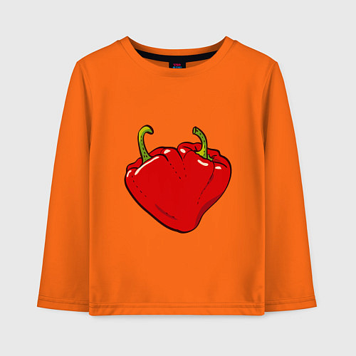 Детский лонгслив Сердце из красных перцев как символ любви к еде / Оранжевый – фото 1