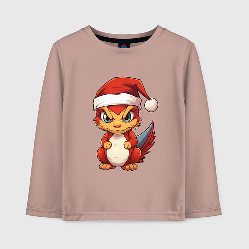 Детский лонгслив Дракон огненный малыш / Пыльно-розовый – фото 1