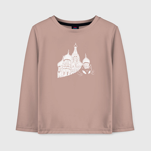 Детский лонгслив Кот Бегемот Мастер и Маргарита / Пыльно-розовый – фото 1