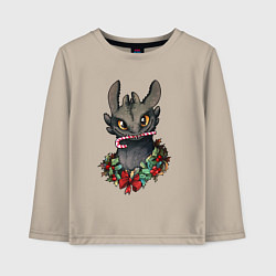 Лонгслив хлопковый детский Новогодний Беззубик, цвет: миндальный