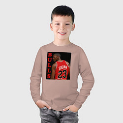 Лонгслив хлопковый детский Bulls Jordan, цвет: пыльно-розовый — фото 2