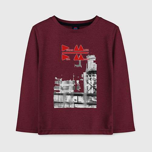 Детский лонгслив Depeche Mode - Delta Machine tour logo / Меланж-бордовый – фото 1