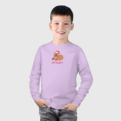 Лонгслив хлопковый детский Капибара Новый Год, цвет: лаванда — фото 2