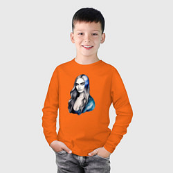Лонгслив хлопковый детский Мона Кара, цвет: оранжевый — фото 2
