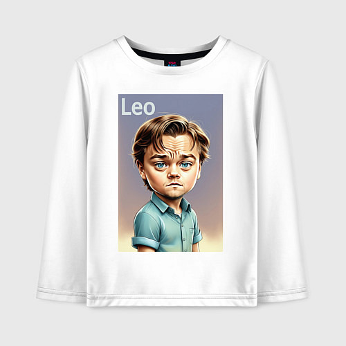 Детский лонгслив Мультяшный Леонардо Ди Каприо - нейросеть / Белый – фото 1