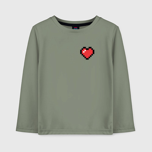 Детский лонгслив Пиксельное сердечко / Авокадо – фото 1