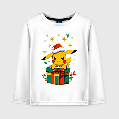 Детский лонгслив Новогодний пика-пика / Белый – фото 1
