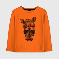 Лонгслив хлопковый детский Носорог хипстер, цвет: оранжевый