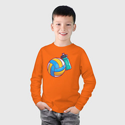 Лонгслив хлопковый детский Здоровый волейбол, цвет: оранжевый — фото 2