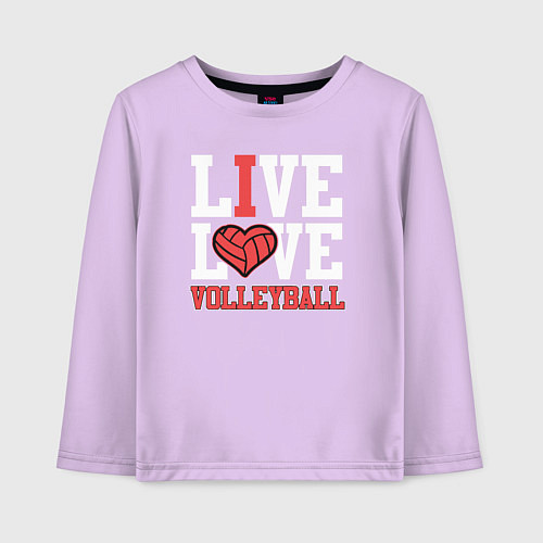 Детский лонгслив Жить и любить волейбол / Лаванда – фото 1