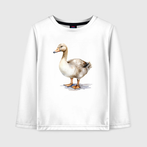 Детский лонгслив Серый гусь / Белый – фото 1