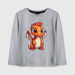 Лонгслив хлопковый детский Милый маленький новогодний дракон 2024, цвет: меланж
