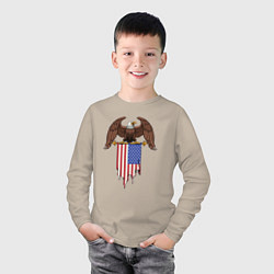 Лонгслив хлопковый детский США орёл, цвет: миндальный — фото 2