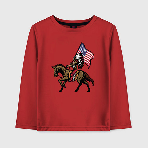 Детский лонгслив Американский индеец / Красный – фото 1