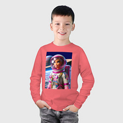 Лонгслив хлопковый детский Барби - крутой космонавт, цвет: коралловый — фото 2