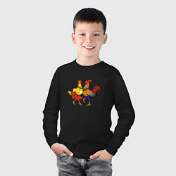 Лонгслив хлопковый детский Куриный танец, цвет: черный — фото 2