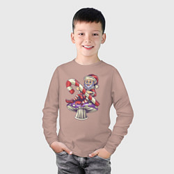 Лонгслив хлопковый детский Санта на грибке, цвет: пыльно-розовый — фото 2