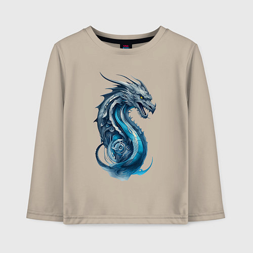 Детский лонгслив Живописный дракон / Миндальный – фото 1
