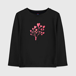 Лонгслив хлопковый детский Дерево из сердечек - символ любви, цвет: черный