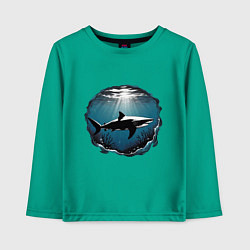 Лонгслив хлопковый детский Акула в океане, цвет: зеленый