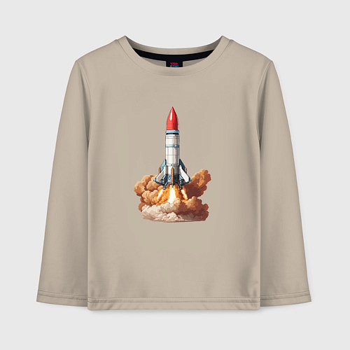 Детский лонгслив Взлет космической ракеты / Миндальный – фото 1