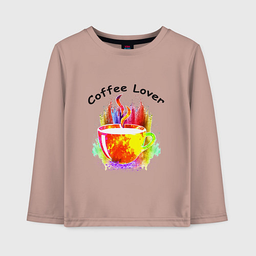 Детский лонгслив Люблю пить кофе / Пыльно-розовый – фото 1
