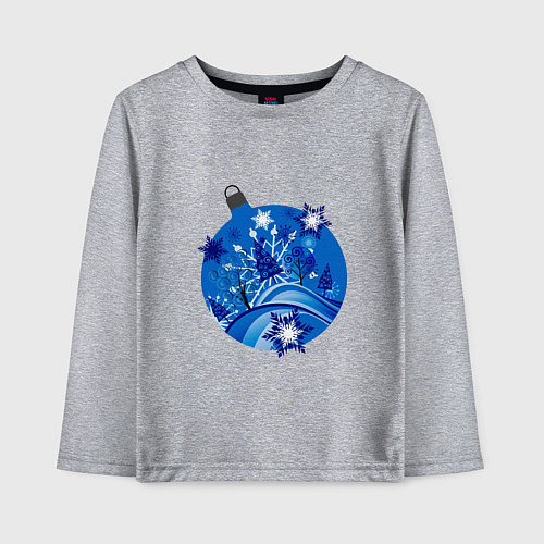 Детский лонгслив Новогодний шар зимний лес / Меланж – фото 1