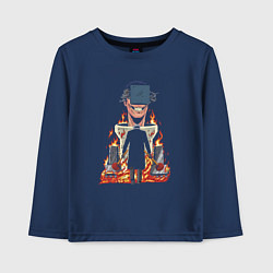 Лонгслив хлопковый детский Камерамен против Скибиди туалета, цвет: тёмно-синий