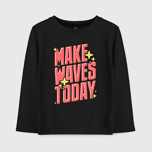 Детский лонгслив Make waves today / Черный – фото 1