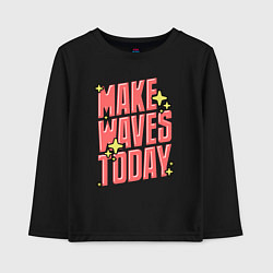 Лонгслив хлопковый детский Make waves today, цвет: черный