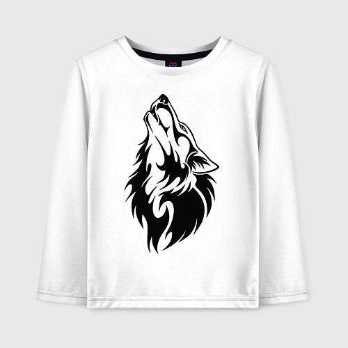 Детский лонгслив Воющий волк / Белый – фото 1