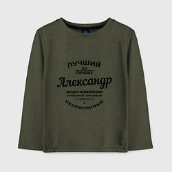 Лонгслив хлопковый детский Александр лучший, цвет: меланж-хаки
