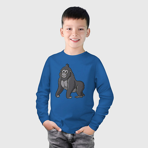 Детский лонгслив Милая горилла / Синий – фото 3