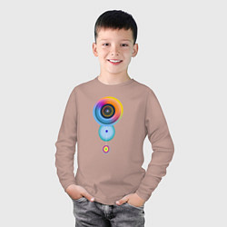 Лонгслив хлопковый детский Цветные круги абстракция, цвет: пыльно-розовый — фото 2