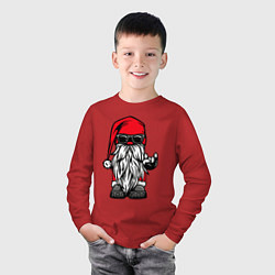Лонгслив хлопковый детский Санта Клаус - гном, цвет: красный — фото 2