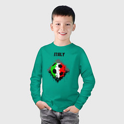 Лонгслив хлопковый детский Команда Италии, цвет: зеленый — фото 2