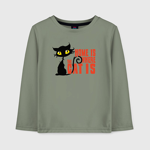 Детский лонгслив Дом там где котик / Авокадо – фото 1