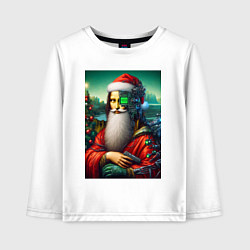 Лонгслив хлопковый детский Mona Lisa in Santa costume - cyberpunk, цвет: белый