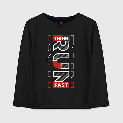 Детский лонгслив Think fast run / Черный – фото 1
