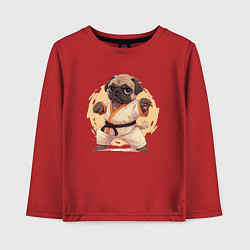 Лонгслив хлопковый детский Карате мопс, цвет: красный